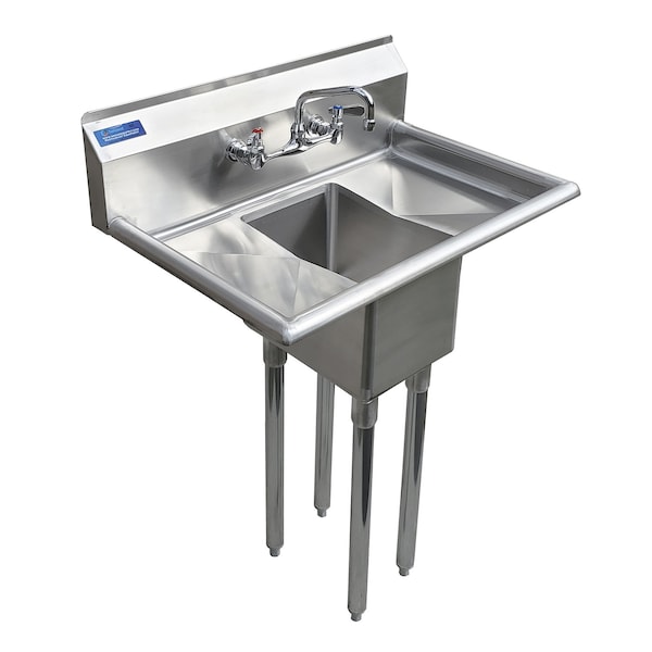 Amgood Stainless Steel 1 Compartment Utility Sink with 10 in. Left and Right Drainboards and Faucet SINK 101410-10LR - FAUCET - main